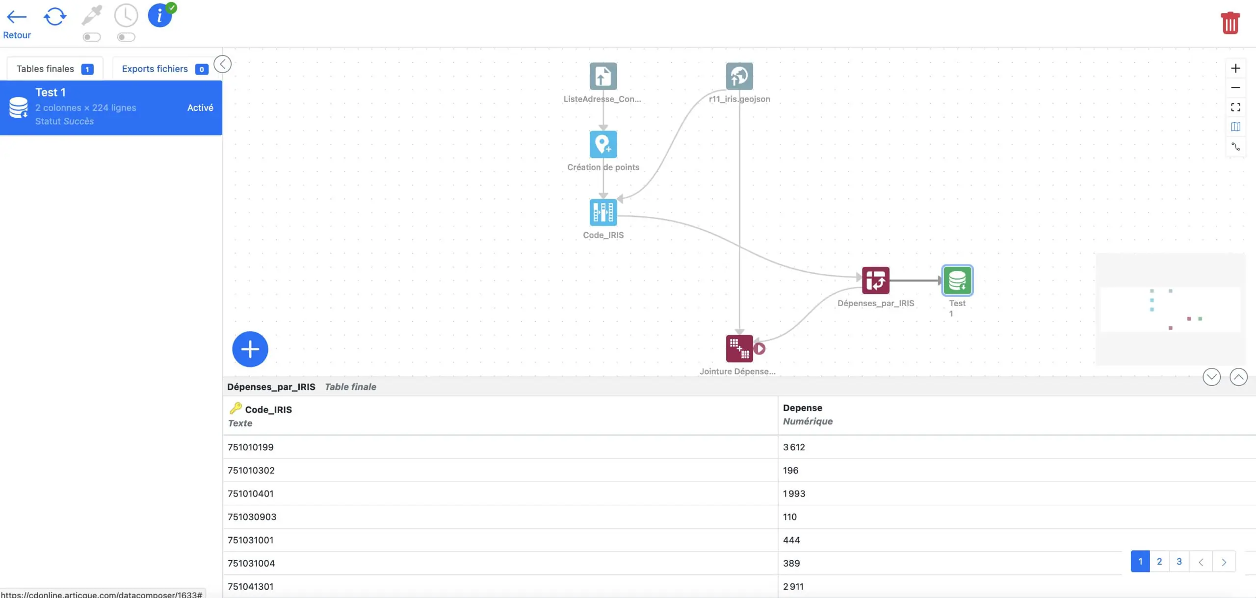 Interface DataComposer, solution de data préparation Articque by ChapsVision