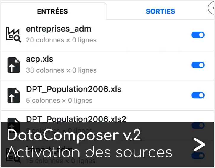 DataComposer Articque by ChapsVision - choisissez quelles sources seront incluses ou non lorsque vous réexécuterez vos DataCompositions.