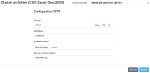 Imports fichiers ccsv, xslx, geojson via sftp - DataComposer - Articque by CChapsvision